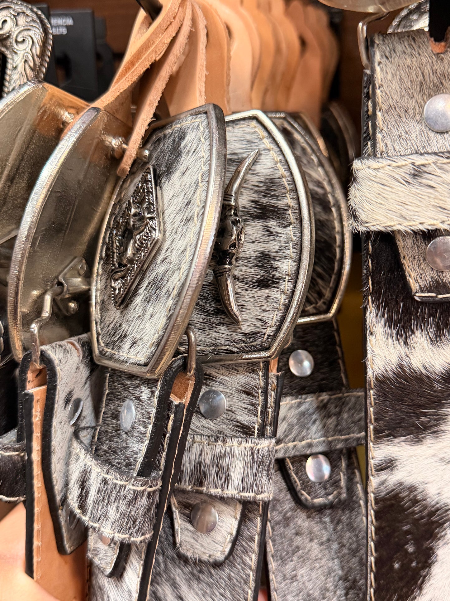 Cowhide Western Belt with Metal Buckle