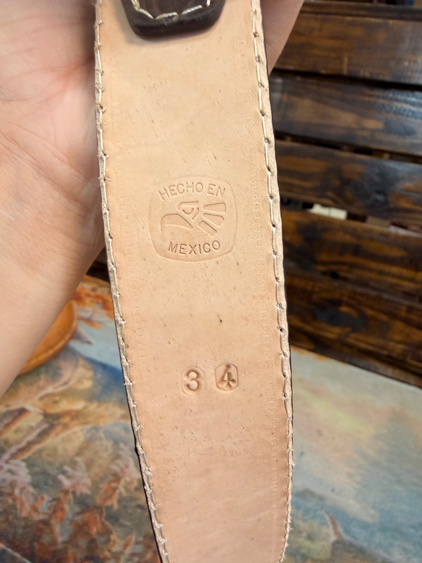 Brown Floral Tooled Western Belt