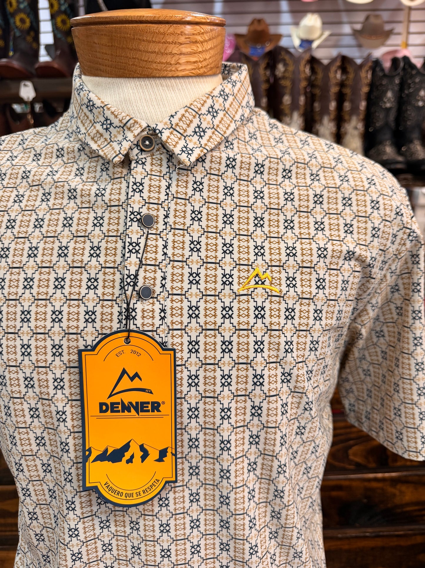 Men’s Mountain-Print Performance Polo (Pattern)