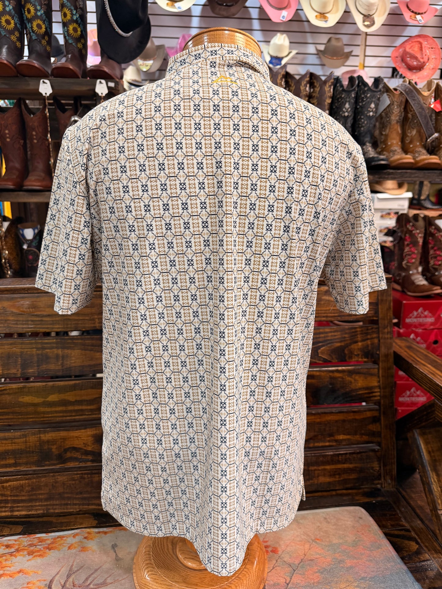 Men’s Mountain-Print Performance Polo (Pattern)