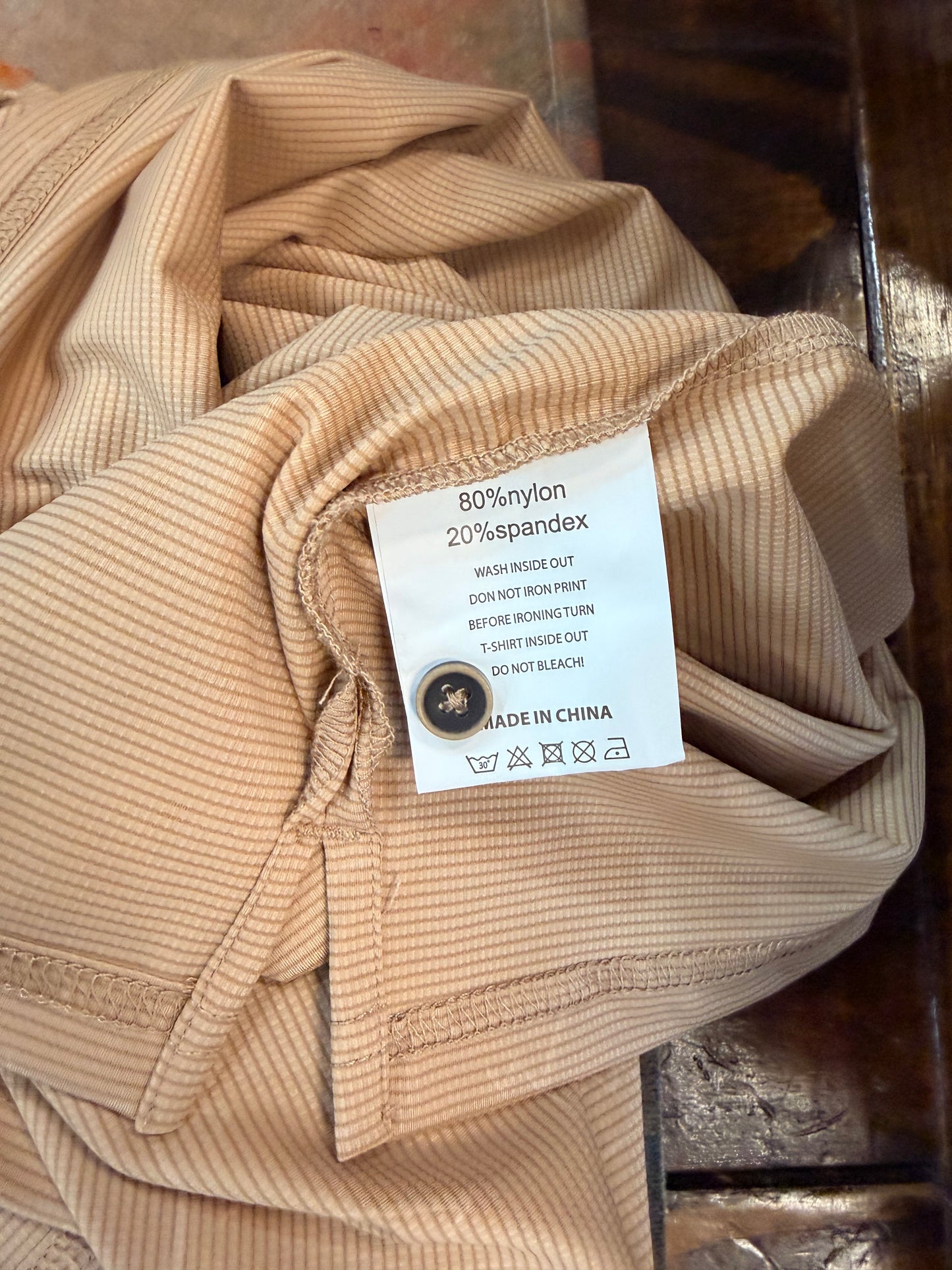 Men’s Mountain-Print Performance Polo (Tan)