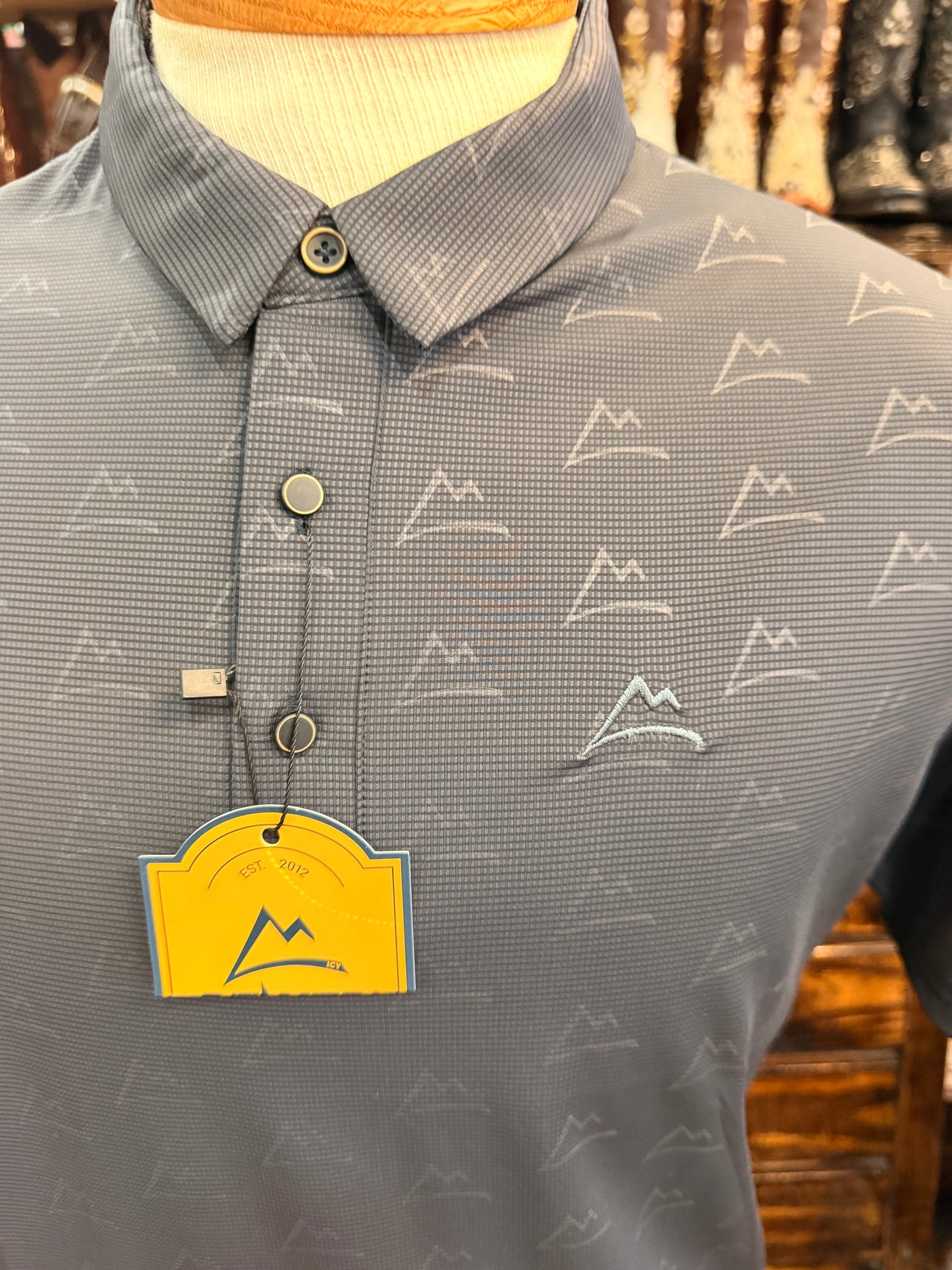 Men’s Mountain-Print Performance Polo