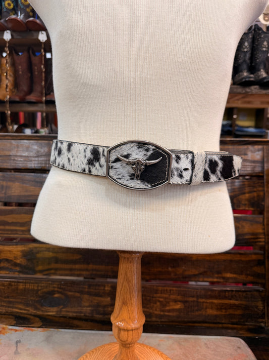Cowhide Western Belt with Metal Buckle