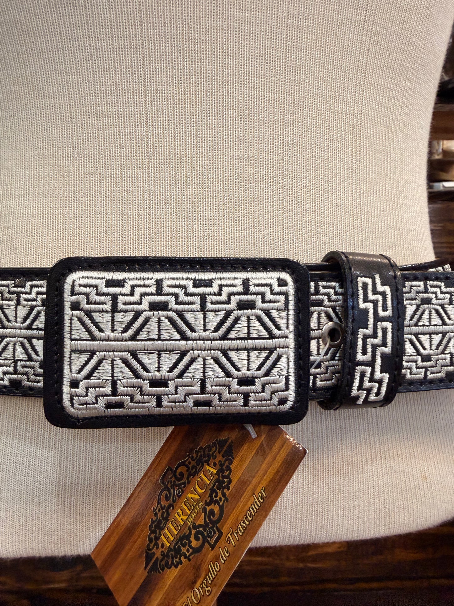 Black & White Geometric Western Belt