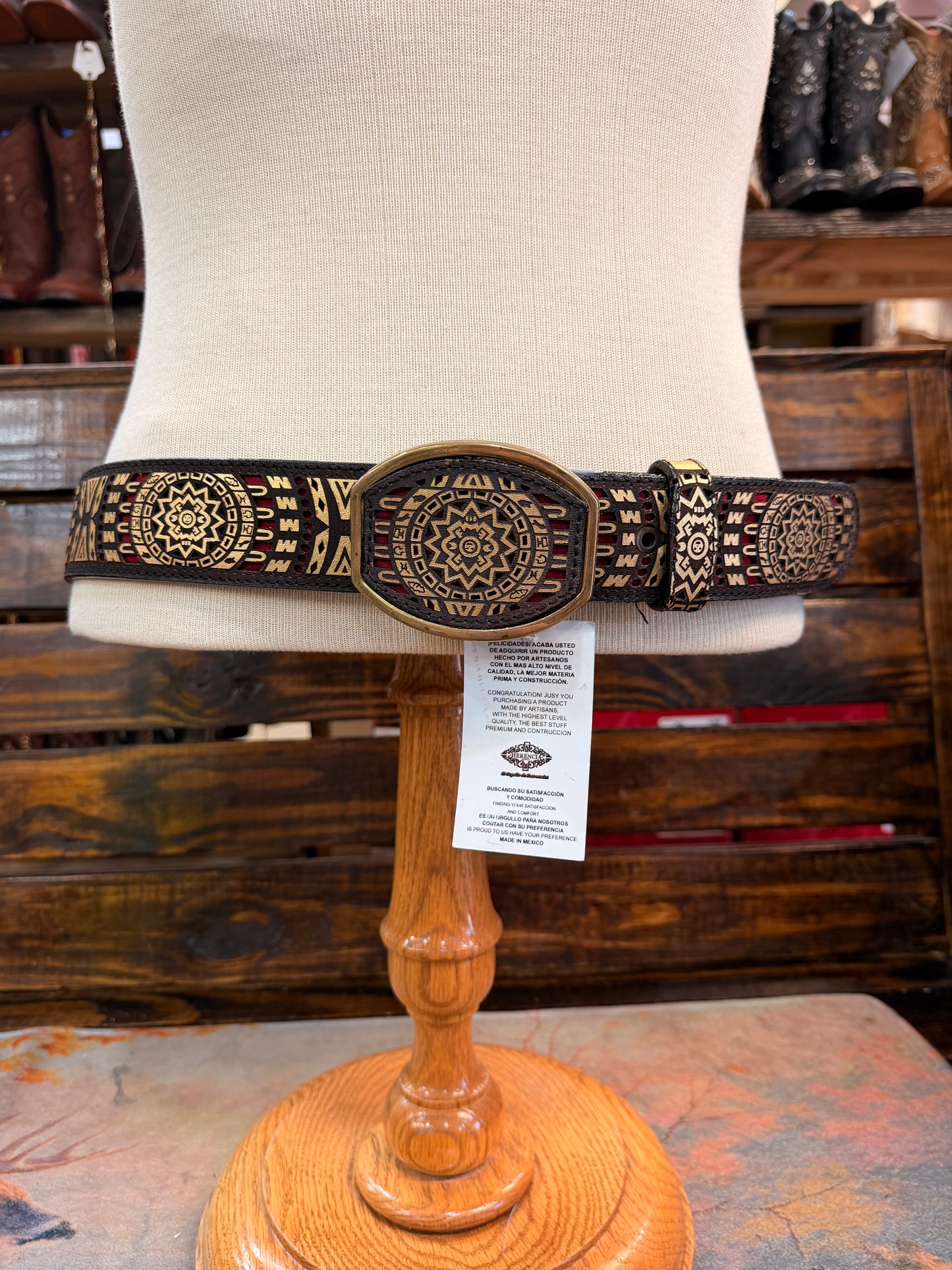 Black & Gold Southwestern Medallion Western Belt
