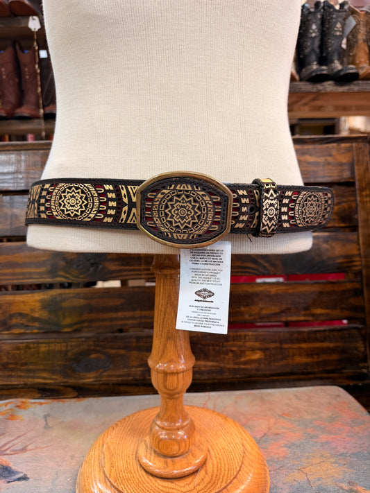 Black & Gold Southwestern Medallion Western Belt