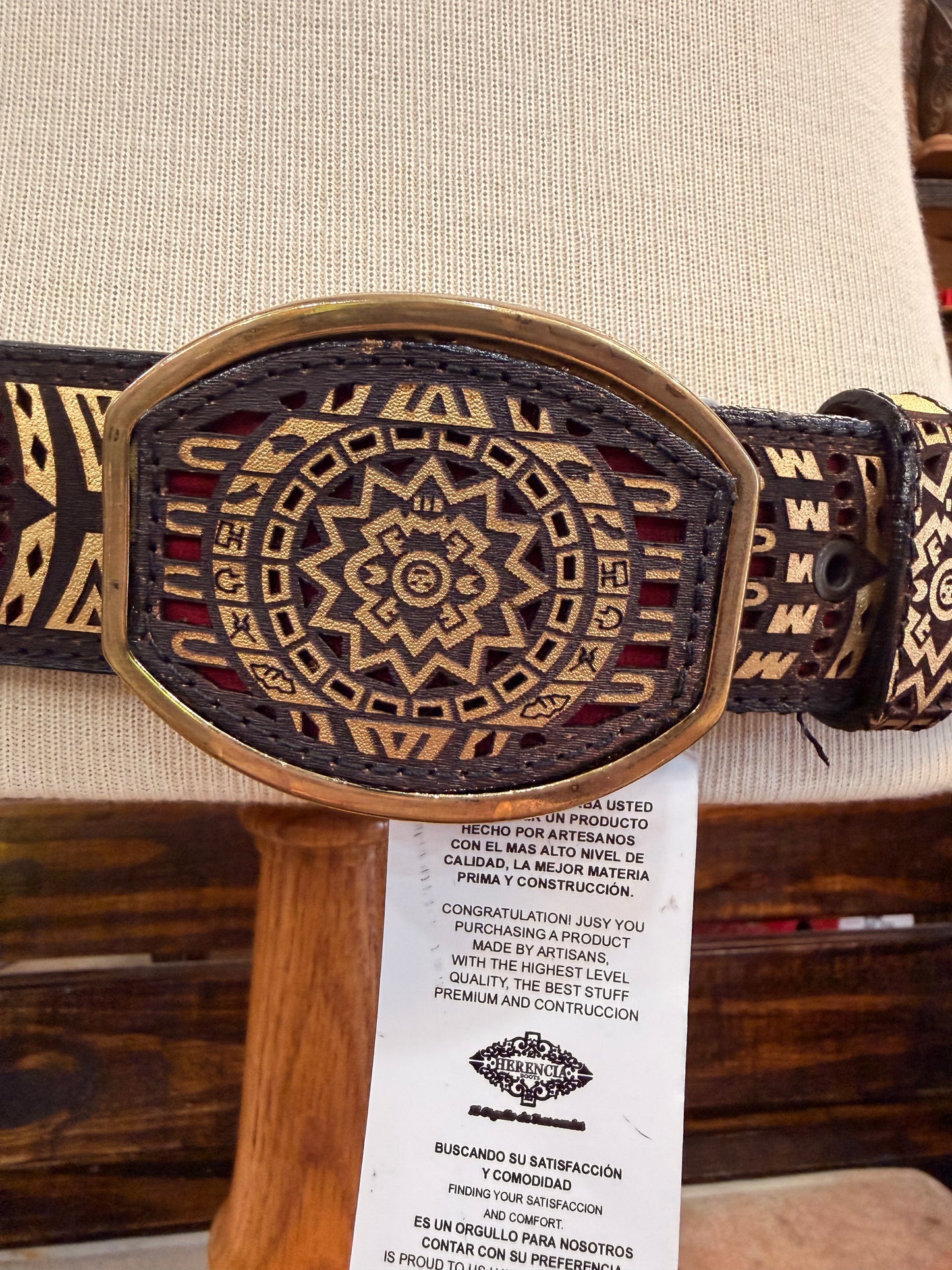 Black & Gold Southwestern Medallion Western Belt