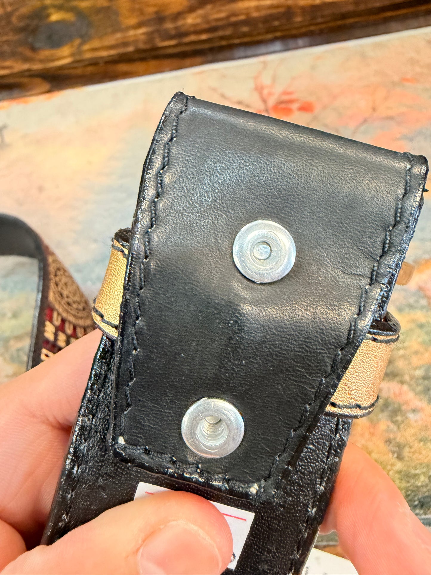 Black & Gold Southwestern Medallion Western Belt