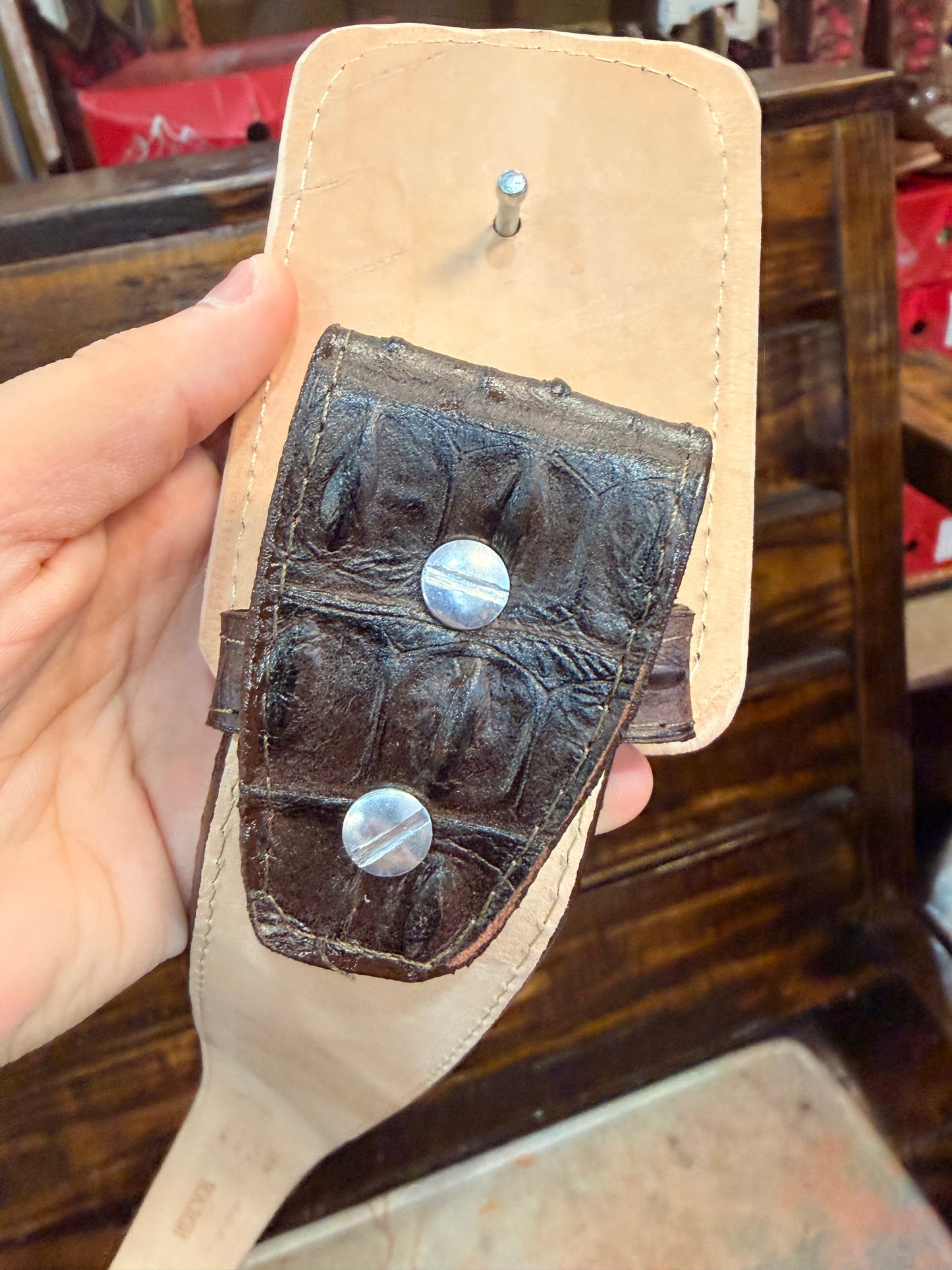 Brown Crocodile-Embossed Western Belt