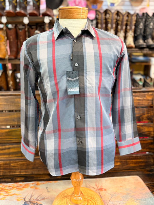 Big Kid's Western Plaid Long-Sleeve Shirt